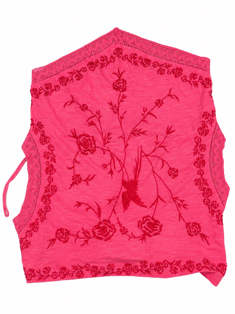 Free People Hot Pink Embroidered Floral tube top Brand new
